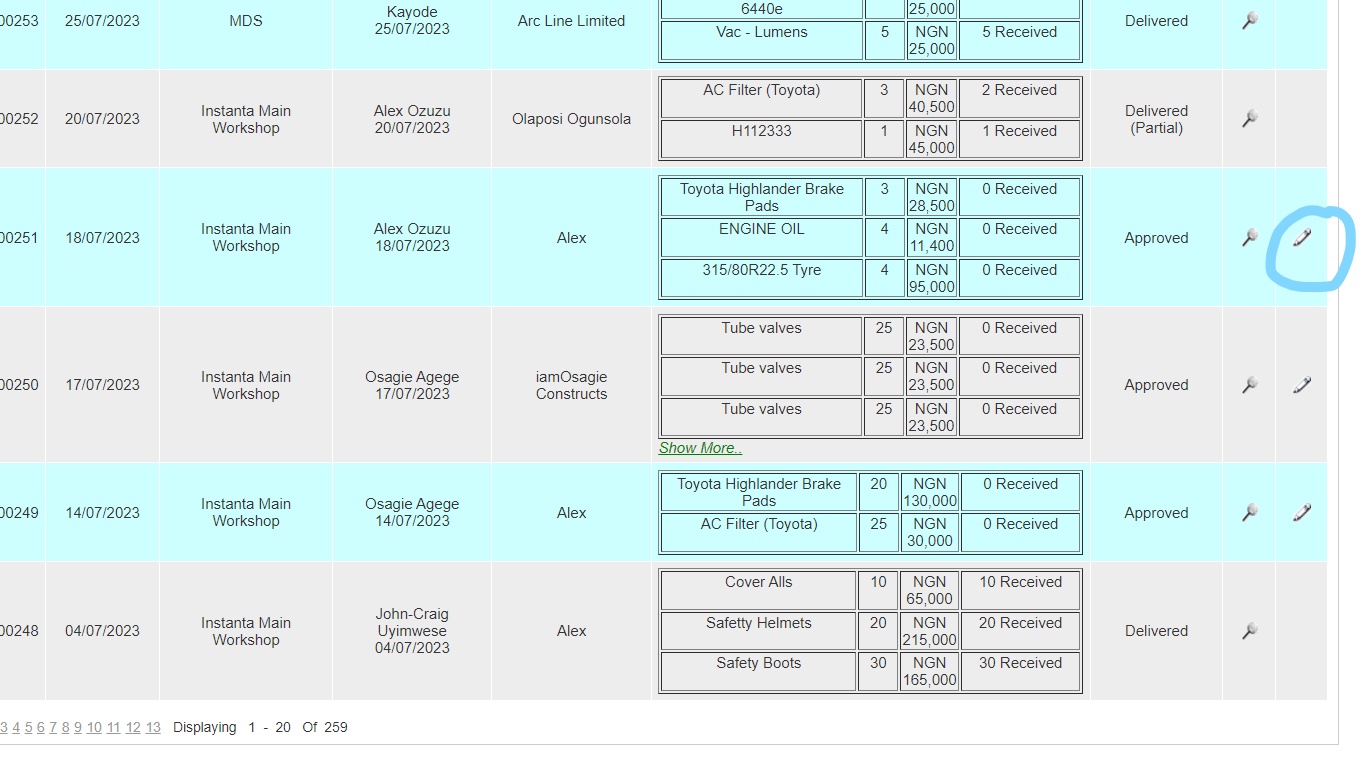 Creating Goods Received Notes from approved P.O – Instanta